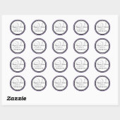 Sticker Rond Monogramme noir violet V Merci Mariage (Feuille)
