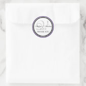 Sticker Rond Monogramme noir violet V Merci Mariage (Sac)