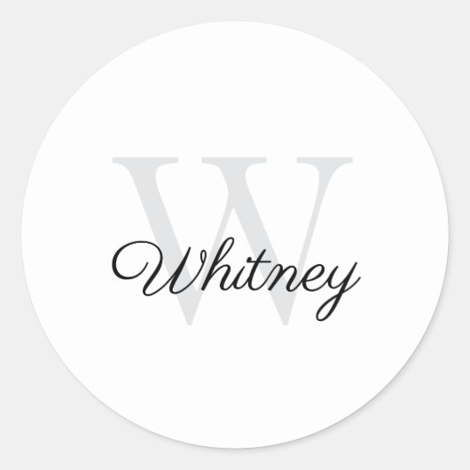 Sticker Rond Monogramme Nom Gris Noir (Devant)