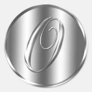 Sticker Rond Monogramme O Faire-part de mariage couleur argent
