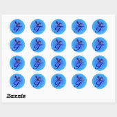 Sticker Rond Monogramme Oiseau Bleu Initiale T (Feuille)