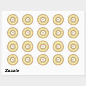 Sticker Rond Monogramme or beignets parties scintillant brillan (Feuille)