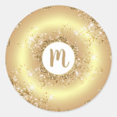 Sticker Rond Monogramme or beignets parties scintillant brillan (Devant)