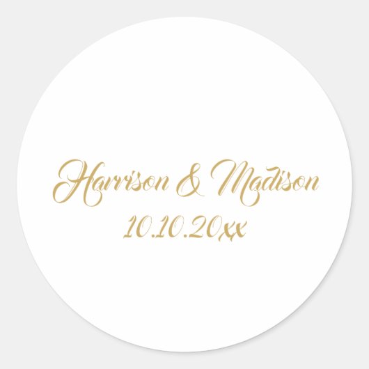 Sticker Rond Monogramme or calligraphie personnalisée mariage f (Devant)