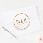 Sticker Rond Monogramme Or Cercle Avec Glitter (Enveloppe)
