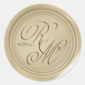Sticker Rond Monogramme Or Faux Lisse Cire Rond (Devant)