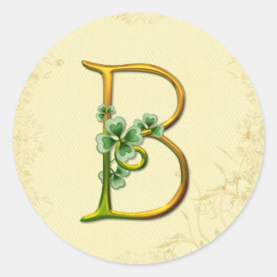 Sticker Rond Monogramme or irlandais B