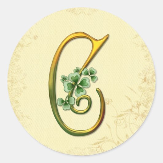 Sticker Rond Monogramme or irlandais C (Devant)