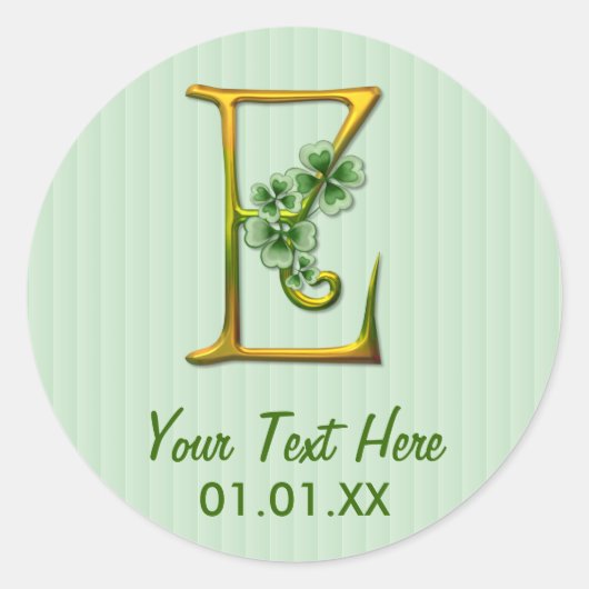 Sticker Rond Monogramme or irlandais E (Devant)