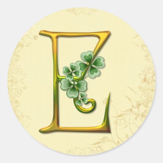 Sticker Rond Monogramme or irlandais E (Devant)