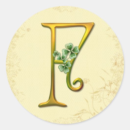 Sticker Rond Monogramme or irlandais F (Devant)