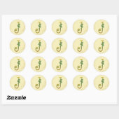 Sticker Rond Monogramme or irlandais J (Feuille)