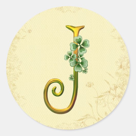 Sticker Rond Monogramme or irlandais J (Devant)