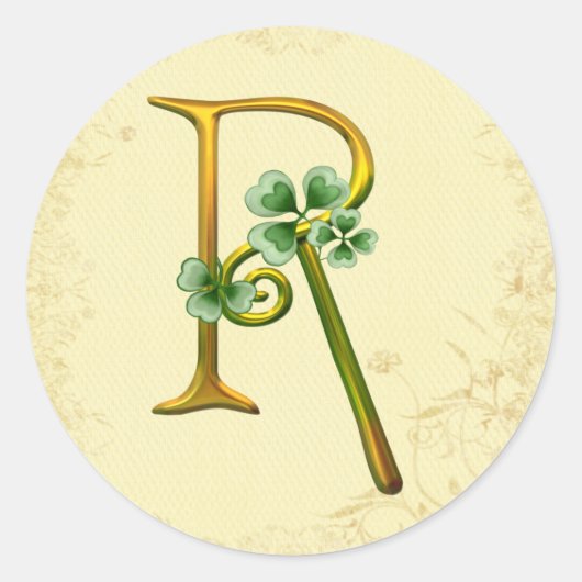 Sticker Rond Monogramme or irlandais R (Devant)