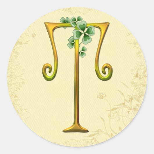 Sticker Rond Monogramme or irlandais T (Devant)