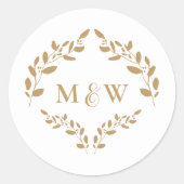 Sticker Rond Monogramme Or Luxe Feuille Crest (Devant)
