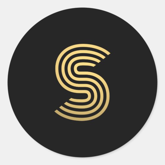 Sticker Rond Monogramme Or moderne (Devant)