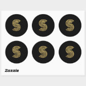 Sticker Rond Monogramme Or moderne (Feuille)