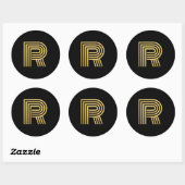 Sticker Rond Monogramme Or moderne (Feuille)