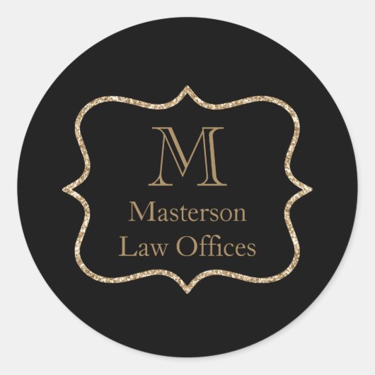 Sticker Rond Monogramme or Nom initial Black Gold Professional (Devant)