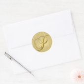 Sticker Rond Monogramme or P Sceau Faire-part de mariage Vacanc (Enveloppe)
