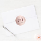 Sticker Rond monogramme or rose initiales nom chic (Enveloppe)