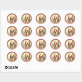 Sticker Rond Monogramme Or Rose Pâle Élégant (Feuille)
