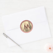 Sticker Rond Monogramme Or Rose Pâle Élégant (Enveloppe)