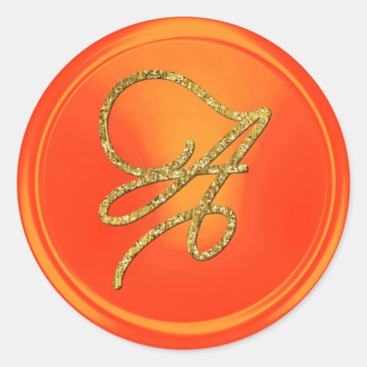 Sticker Rond Monogramme orange en écriture dorée TOUTES INITIAL (Devant)