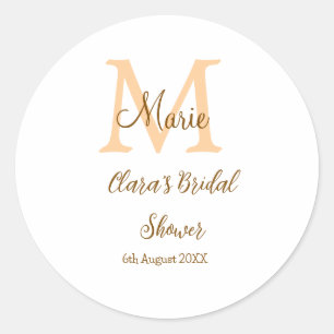 Sticker Rond Monogramme orange pour la fête de mariage avec nom