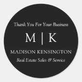 Sticker Rond Monogramme ou ajouter logo cadeau d'entreprise pet (Devant)