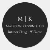 Sticker Rond Monogramme ou ajouter un logo Business Black Envel (Devant)