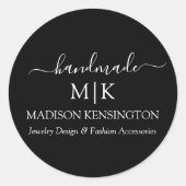 Sticker Rond Monogramme ou ajouter un logo noir d'entreprise fa (Devant)