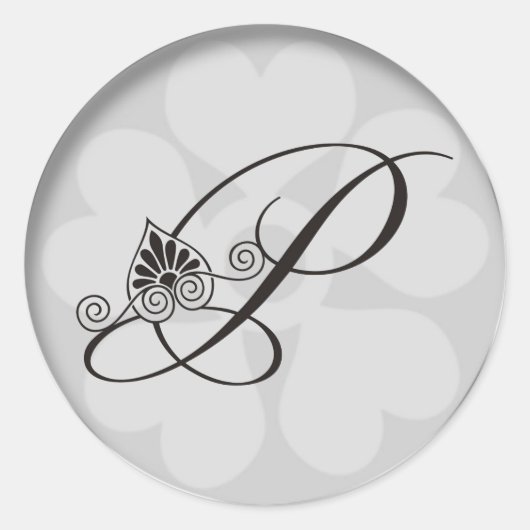 Sticker Rond Monogramme P de bordure en argent (Devant)