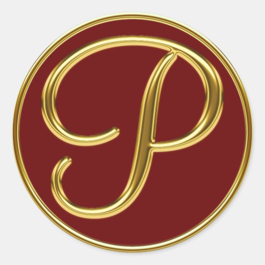 Sticker Rond Monogramme P en or 3D (Devant)