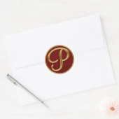 Sticker Rond Monogramme P en or 3D (Enveloppe)