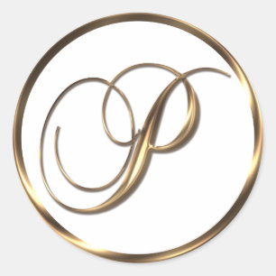 Sticker Rond Monogramme P Faux Bronze