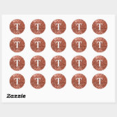 Sticker Rond Monogramme Pailleté Chunky Cuivre (Feuille)