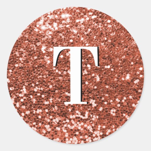 Sticker Rond Monogramme Pailleté Chunky Cuivre (Devant)