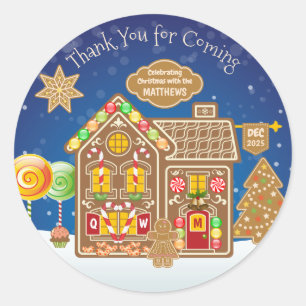 Sticker Rond Monogramme Pain d'épice Maison Noël Cookies Bonbon