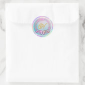 Sticker Rond Monogramme papillon personnalisé (Sac)