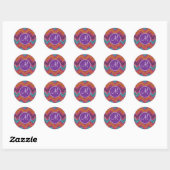 Sticker Rond Monogramme Parties scintillant Chevron rose violet (Feuille)