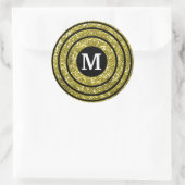 Sticker Rond Monogramme Parties scintillant Noir Et Or (Sac)