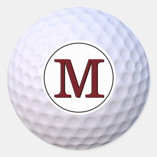 Sticker Rond Monogramme personnalisable de balle de golf (Devant)