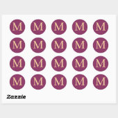 Sticker Rond monogrammé personnalisé (Feuille)