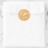 Sticker Rond Monogramme personnalisé Arrière - plan Gold Faux F (Sac)
