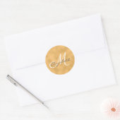 Sticker Rond Monogramme personnalisé Arrière - plan Gold Faux F (Enveloppe)