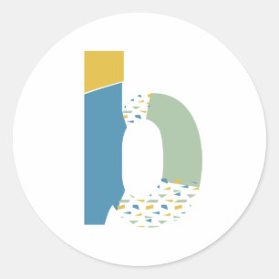 Sticker Rond Monogramme personnalisé de lettre B abstraite mode