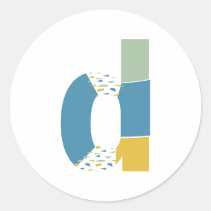 Sticker Rond Monogramme personnalisé de lettre D abstraite mode