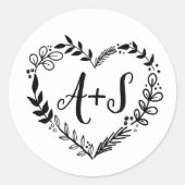 Sticker Rond Monogramme personnalisé Enregistrer la date Logo H (Devant)